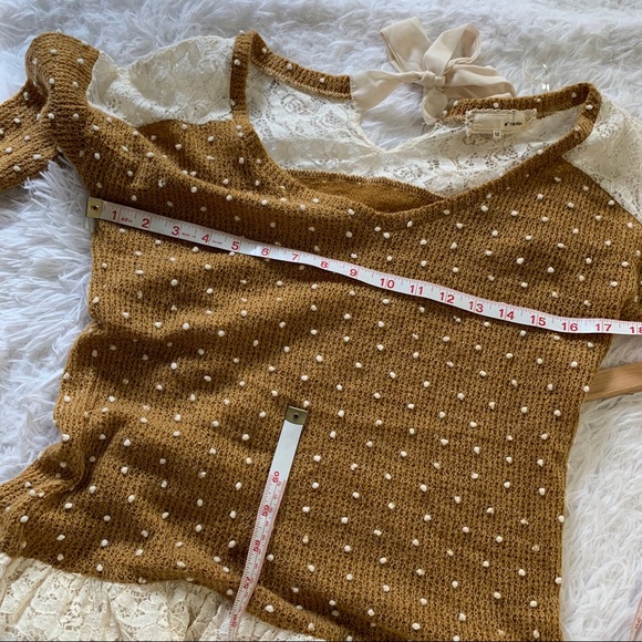 Areve Langley mustard lace skirt sweater medium - Picture 7 of 8